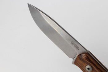LionSteel Fixed Blade Knife Santos Wood Handle Sleipner Plain Edge Stonewash Finish B41ST