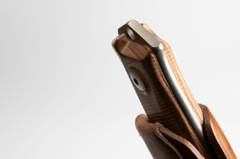 LionSteel Fixed Blade Knife Santos Wood Handle Sleipner Plain Edge Stonewash Finish B41ST