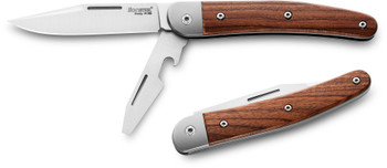 LionSteel Jack Folding Knife Santos Wood Handle M390 Clip/Screwdriver Plain Edge JK2 ST