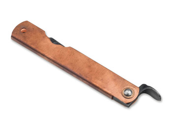 Higo Irogane Folding Knife Bronze Copper Handle Damascus Plain Edge 01PE315