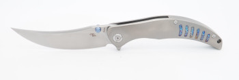 CH Knives Sultan Folding Knife Gray Titanium Handle S35VN Plain Edge CHSUSL