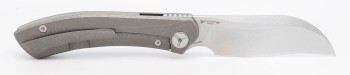 TwoSun Folding Knife Gray Titanium Handle 14C28N Plain Edge Stonewash Finish TS323