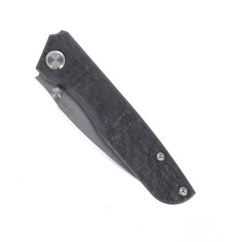 TwoSun Folding Knife Black Carbon Fiber Handle 14C28N Plain Edge TS304
