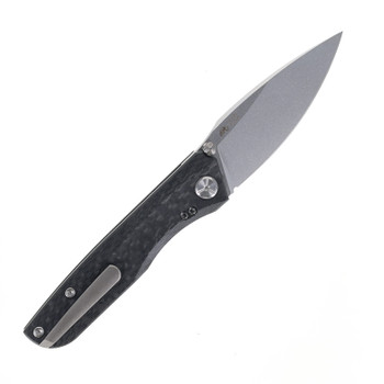 TwoSun Folding Knife Black Carbon Fiber Handle 14C28N Plain Edge TS304