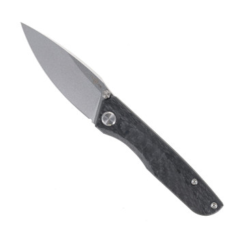 Two Sun Folding Knife Black Carbon Fiber Handle 14C28N Plain Edge