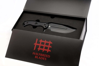 Halfbreed Blades Large Bush Fixed Blade Knife Black Titanium Handle D2 Plain Black Blade LBK-01-BLK