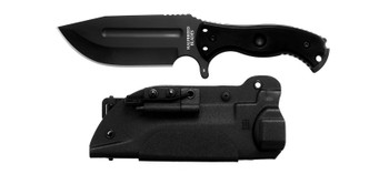 Halfbreed Blades Large Bush Fixed Blade Knife Black Titanium Handle D2 Plain Black Blade LBK-01-BLK