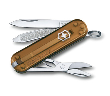 Victorinox Classic SD Multitool Transparent Chocolate Fudge Handle Plain Edge 0.6223.T55G