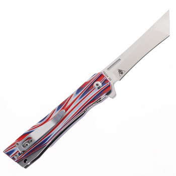 TwoSun Folding Knife Red/White/Blue G10 Handle D2 Plain Edge TS324