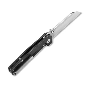 Discontinued QSP Penguin Folding Knife Black Titanium Handle 154CM Plain Edge Stonewash Finish QS130-N