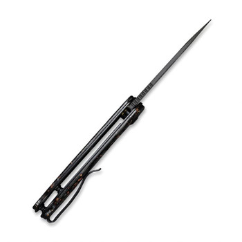 Civivi Elementum Folding Knife Black/Copper Shredded Carbon Fiber Handle Damascus Plain Edge Black Hand Rubbed Finish C907C-DS3