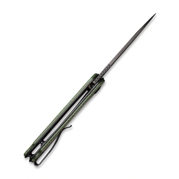 Civivi Elementum Folding Knife Green Micarta Handle D2 Tanto Plain Black Blade C907T-E