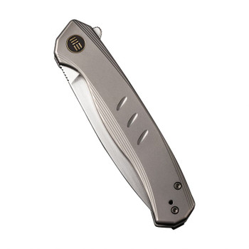 Discontinued WE Knife Seer 420 PCS Folding Knife Gray Titanium Handle 20CV Plain Edge WE20015-3