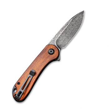 Civivi Elementum Folding Knife Orange Cuibourtia Wood Handle Damascus Plain Edge C907DS-2 Civivi Elementum Folding Knife Orange Cuibourtia Wood Handle Damascus Plain Edge C907DS-2