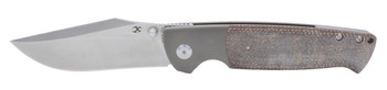 Discontinued Kansept Shikari Folding Knife Bronze Titanium/Brown Micarta Inlay Handle 20CV Plain Edge K1027A2