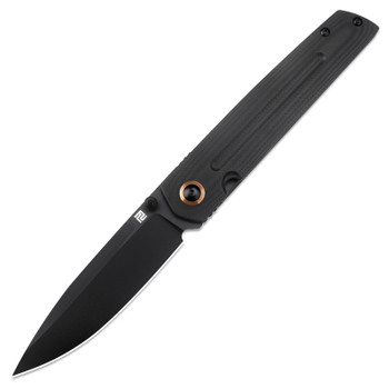 Artisan Cutlery Sirius Folding Knife Black G10 Handle AR-RPM9 Drop Point Plain Black Blade 1849P-BBK