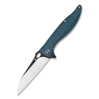 QSP Locust Folding Knife Teal Micarta Handle 154CM Plain Edge
