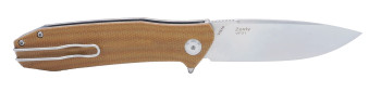 Ironfly Zesty Folding Knife Khaki Burlap Micarta Handle VG-10 Plain Edge Satin Finish VF01-10