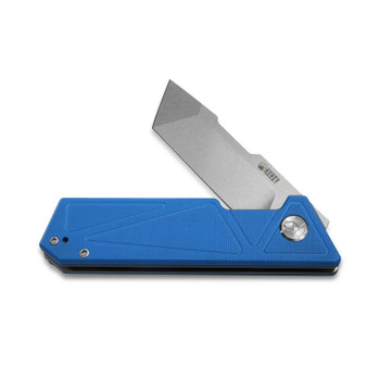 Kubey Avenger EDC Folding Knife Blue G10 Handle D2 Tanto Plain Edge KU104C