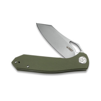 Kubey Drake Folding Knife Green G10 Handle D2 Plain Edge Bead Blast Finish KU310C