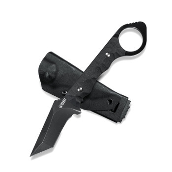 Kubey Wolf E-CQC Fixed Blade Knife Black G10 Handle D2 Plain Edge Dark Stonewash Finish KU320B