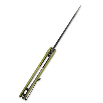 Kubey Nova Folding Knife Yellow G10 Handle Plain Edge Black Stonewash Finish KU117C