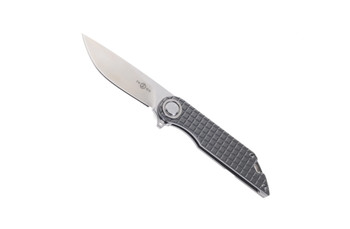 TwoSun Folding Knife Gray Titanium Handle M390 Plain Edge TS308