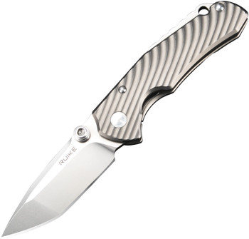 Ruike M671-TZ Folding Knife Gray Sculpted Titanium Handle 154CM