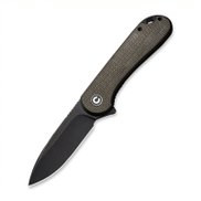 Civivi Elementum Folding Knife Dark Green Micarta Handle D2 Plain Edge Black Blade C907Z