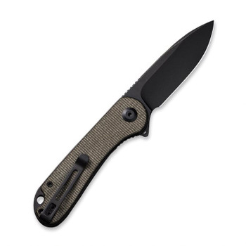 Civivi Elementum Folding Knife Dark Green Micarta Handle D2 Plain Edge Black Blade C907Z