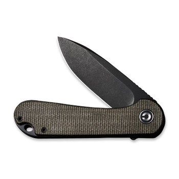Civivi Elementum Folding Knife Dark Green Micarta Handle D2 Plain Edge Black Blade C907Z