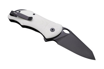 CMB Hippo Folding Knife White G10 Handle D2 Plain Edge Black Blade CMB-05W