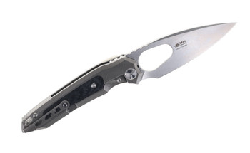 TwoSun Folding Knife Max Tkachuk Front Flipper Titanium/Carbon Fiber Handle 14C28N Plain Edge TS382