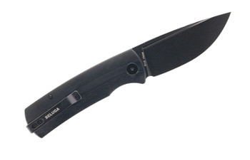 Petrified Fish Beluga Folding Knife Black G10 Handle K110 Plain Edge Stonewash Finish PFP01-DW