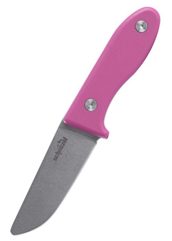Schnitzel UNU Wood Carving Fixed Blade Knife Pink G10 Handle Plain Edge Stonewash Finish SNLBTP
