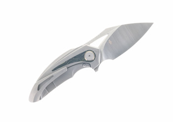 Bestech Nuke Folding Knife Gray Titanium Black/Green G10 Handle M390 Plain Edge Satin Finish BT2107C