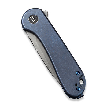 WE Elementum Folding Knife Blue Titanium Handle 20CV Plain Edge Gray Stonewash Finish 18062X-2