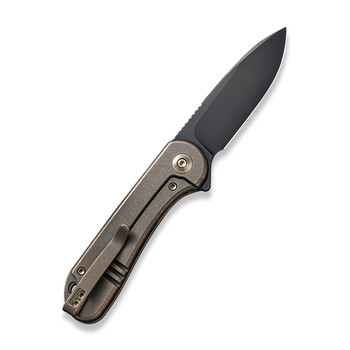 WE Elementum Folding Knife Bronze Titanium Handle 20CV Plain Edge Black Stonewash Finish WE18062X-4