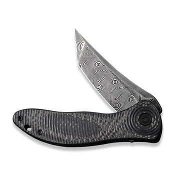 Discontinued Civivi Synergy3 Folding Knife Black Layered G10/Twill Carbon Fiber  Handle Damascus Tanto Black Hand Rubbed  Finish C20075B-DS1 Discontinued Civivi Synergy3 Folding Knife Black Layered G10/Twill Carbon Fiber  Handle Damascus Tanto Black Hand Rubbed  Finish C20075B-DS1