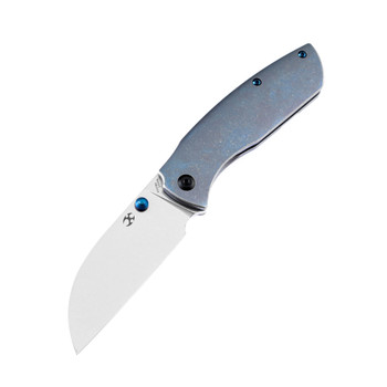 Discontinued Kansept Convict Folding Knife Blue Titanium Handle S35VN Plain Edge K1023B2