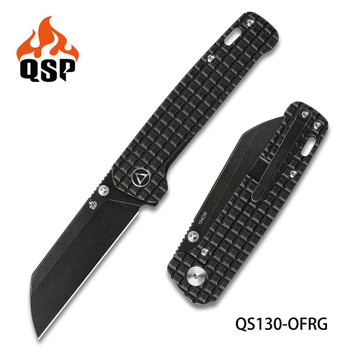 Discontinued QSP Penguin Folding Knife Black Titanium Handle 154CM Plain Black Blade QS130-OFRG