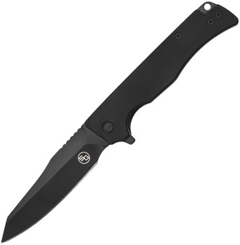 StatGear Ausus-Slim Folding Knife Black G10 Handle D2 Reverse Tanto Plain Black Blade STAT117BLK