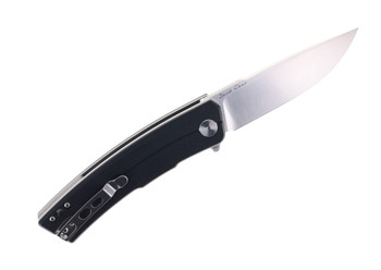 Petrified Fish Magazine Folding Pocket Knife Black G10 Handle D2 Plain Edge Satin Finish PF-P02D