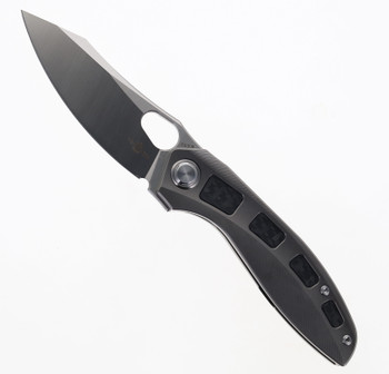 TwoSun Folding Knife Titanium/Carbon Fiber Handle M390 Plain Edge TS306-M390