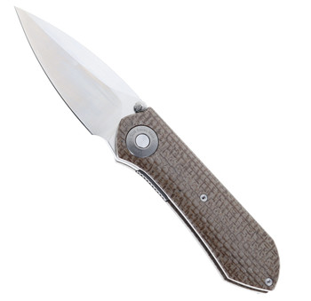 TwoSun Folding Knife Brown Linen Micarta Handle D2 Plain Edge TS334-D2