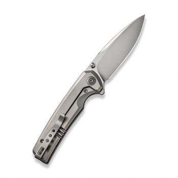 Discontinued WE Subjugator Folding Knife Gray Titanium Handle 20CV Plain Edge Satin Finish WE21014C-1