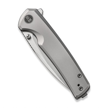Discontinued WE Subjugator Folding Knife Gray Titanium Handle 20CV Plain Edge Satin Finish WE21014C-1