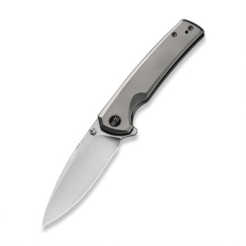 Discontinued WE Subjugator Folding Knife Gray Titanium Handle 20CV Plain Edge Satin Finish WE21014C-1