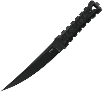 CRKT HZ6 Fixed Blade Knife Black G10 Handle SK-5 Plain Black Blade
