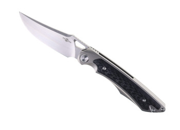 Two Sun Folding Knife Titanium/Carbon Fiber Handle M390 Plain Edge